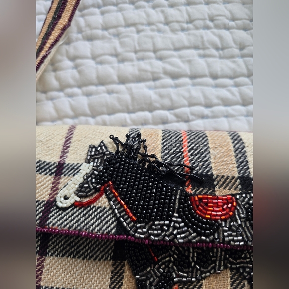 Anthropologie Fiona Beaded Horse Equestrian British Check Old Money NWT - Picture 3 of 13